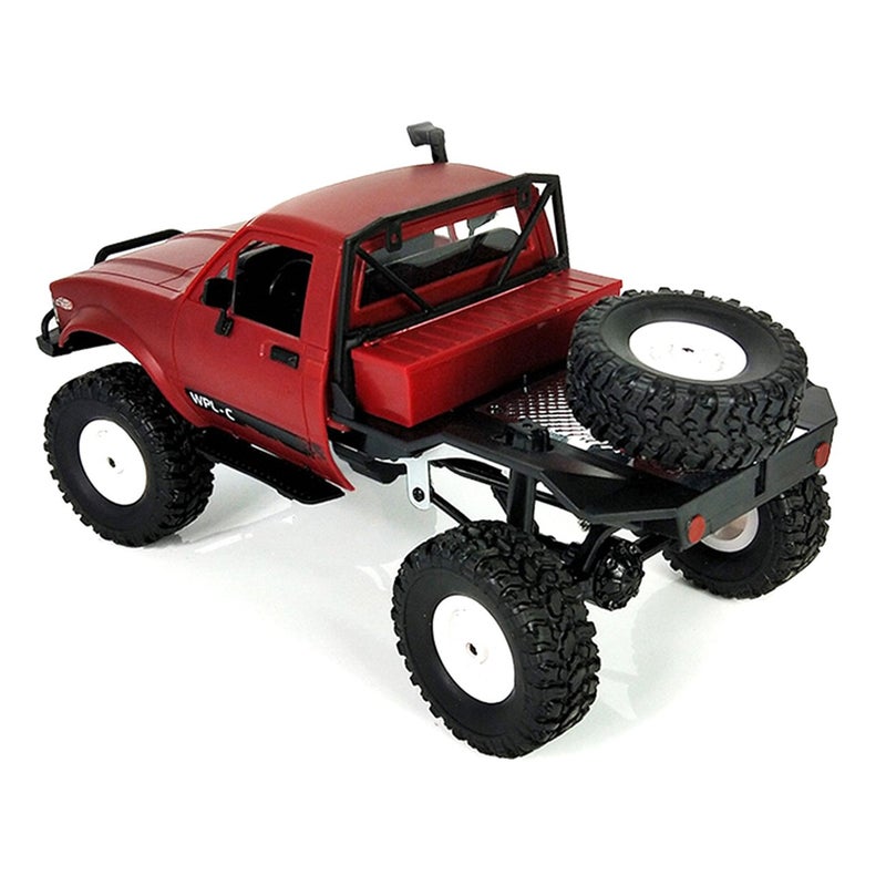 YIKESHU RC Truck Remote Control Rock Crawler Off-Road Racing Vehicles 1:16 2.4G 2CH 4WD Offroad RC Crawler Kids Toy Climb Semi Truck RTR Trailer LED Lights Red (WPL-C14) - Image 2